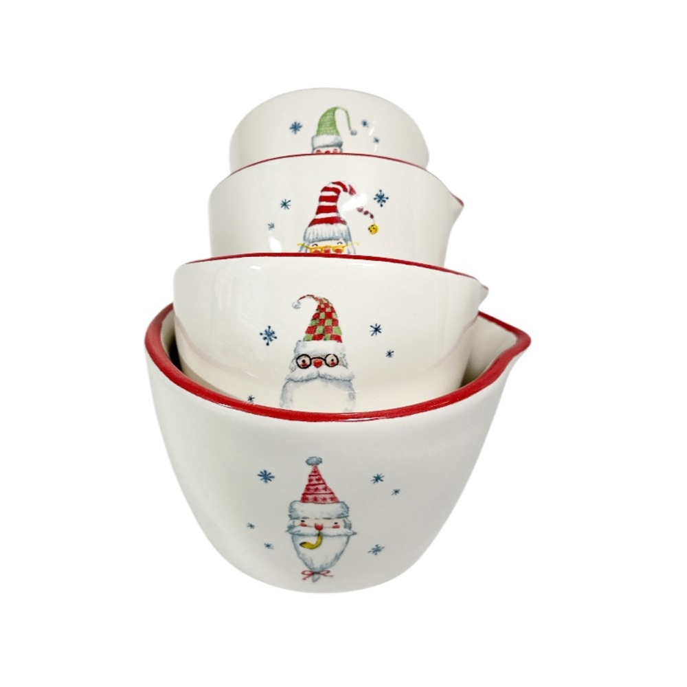 NEW Rae Dunn SANTA Christmas Measuring Cups Set/4